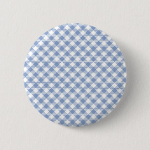 Lichtblauw Gingham Patroon Klassieke Geruite Print Ronde Button 5,7 Cm