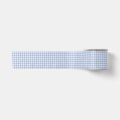 Lichtblauw Gingham Patroon Klassieke Geruite Print Satijnen Lint (Voorkant)