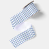 Lichtblauw Gingham Patroon Klassieke Geruite Print Satijnen Lint (Achterkant)