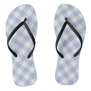 Lichtblauw Gingham Patroon Klassieke Geruite Print Teenslippers