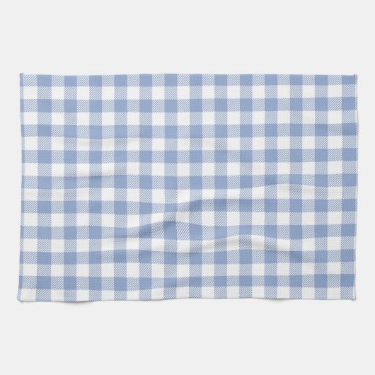 Lichtblauw Gingham Patroon Klassieke Geruite Print Theedoek (Horizontaal)