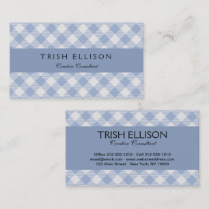 Lichtblauw Gingham Patroon Klassieke Geruite Print Visitekaartje