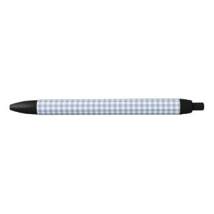 Lichtblauw Gingham Patroon Klassieke Geruite Print Zwarte Inkt Pen
