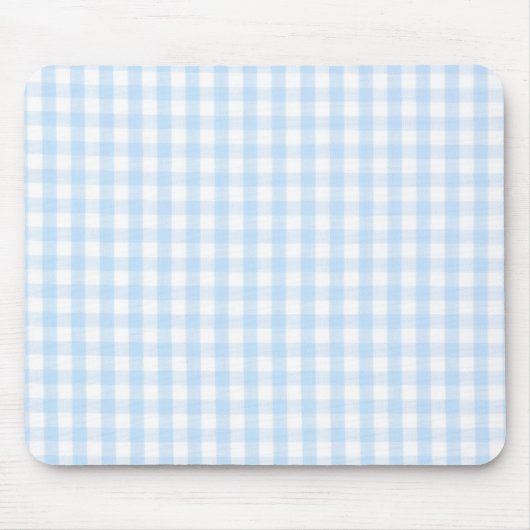 Lichtblauw gingham-patroon muismat (Voorkant)