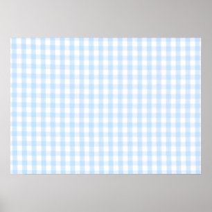 Lichtblauw gingham-patroon poster