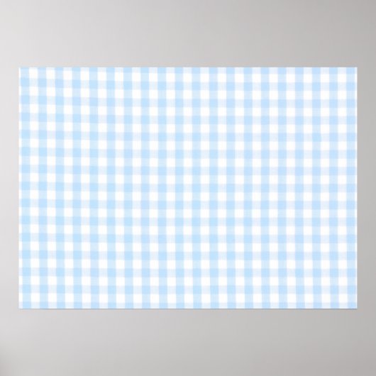 Lichtblauw gingham-patroon poster (Voorkant)