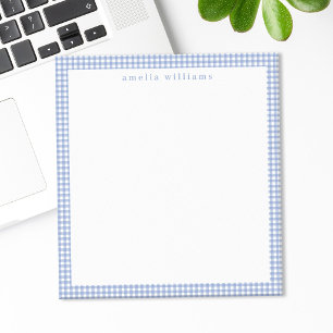 Lichtblauw Gingham Plaid Notitieblok