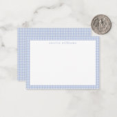 Lichtblauw Gingham Plaid Notitiekaartje (Voorkant / Achterkant in situ)