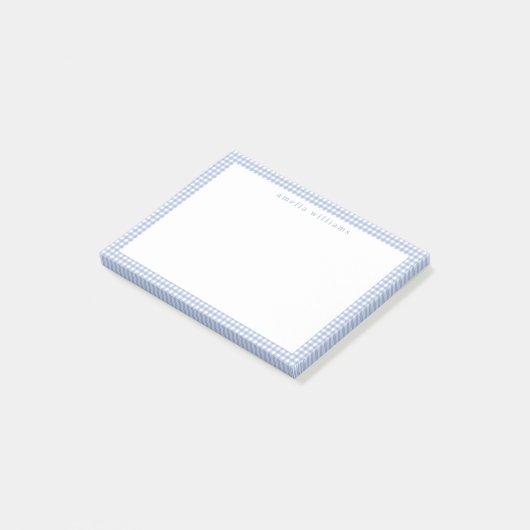 Lichtblauw Gingham Plaid Post-it® Notes (Schuin)