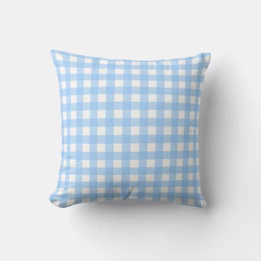 Lichtblauw Gingham Plaid Sierkussen (Voorkant)