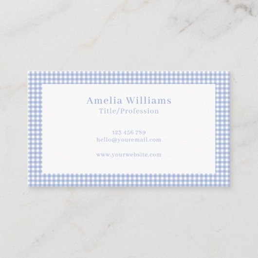 Lichtblauw Gingham Plaid Visitekaartje (Achterkant)