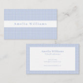 Lichtblauw Gingham Plaid Visitekaartje (Voorkant / Achterkant)
