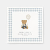 Lichtblauw Gingham teddybeer Baby shower Servet (Voorkant)