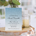 Lichtblauw Glitter Glam Bat Mitzvah Kaart<br><div class="desc">Deze mooie uitnodiging is voorzien van een glitterpatroon en uw aangepaste tekst. Gebruik het sjabloon formulier om uw gegevens toe te voegen.</div>