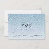 Lichtblauw Glitter Glam Gepersonaliseerde Reply Ka RSVP Kaartje (Voorkant)