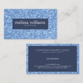 Lichtblauw Glitter textuur Marineblauw accent Visitekaartje (Voorkant / Achterkant)