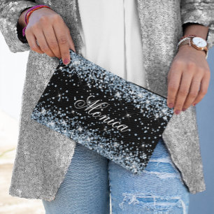 Lichtblauw Glitter Zwart Etui