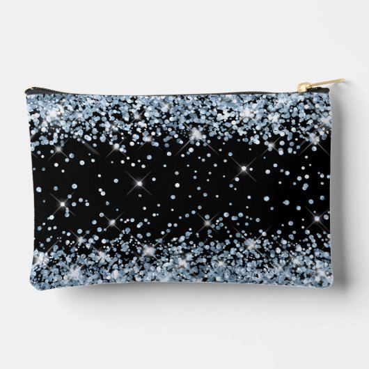 Lichtblauw Glitter Zwart Etui (Achterkant)