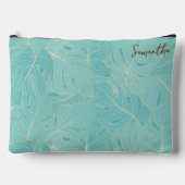 Lichtblauw & Goud Abstract palmbladpatroon Etui (Voorkant)