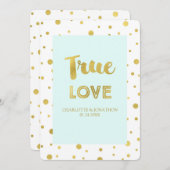 Lichtblauw Goud Confetti bruiloft uitnodigingen (Voorkant / Achterkant)