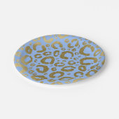 Lichtblauw & Goud Glam Leopard Print Party Papieren Bordje (Gekanteld)