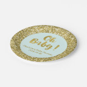 Lichtblauw Goud Glitter Oh Baby Baby shower Bord (Gekanteld)
