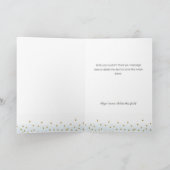 Lichtblauw gouden glittersprinkel T voor jongens b Bedankkaart (Binnen)