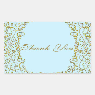 Lichtblauw Gouden Kasteel PRINSES PARTY Verjaardag Rechthoekige Sticker