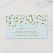 Lichtblauw & goudfolie Confetti Visitekaartje (Achterkant)