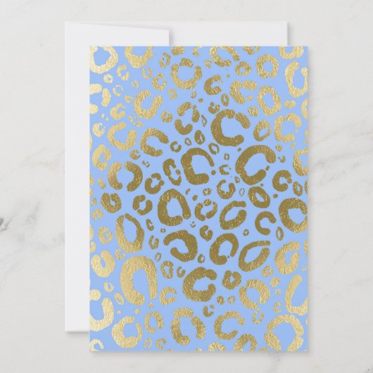 Lichtblauw & goudkleurig Luipaard Print Baby showe Kaart (Achterkant)