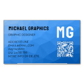 Lichtblauw gradiënt geometrisch mesh patroon QR co Magnetisch Visitekaartje (Voorkant)