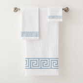 Lichtblauw Grieks patroon op wit Bad Handdoek (Insitu)