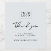 Lichtblauw Grijs Eenvoudige Zakelijke Logo Dank u Wijn Etiket (Enkel label)