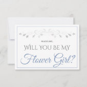 Lichtblauw & grijs Elegant Be My Bloemenmeisje Kaa Kaart (Voorkant)