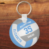 lichtblauw grijs gepersonaliseerd team naam volley sleutelhanger (Voorkant)
