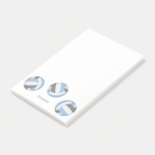 Lichtblauw grijs gepersonaliseerd volleybal post-it® notes (Schuin)