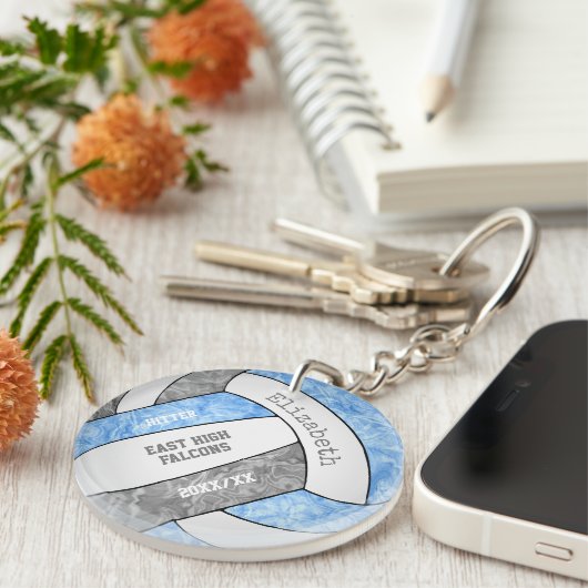 Lichtblauw grijs meisjessport volleybal sleutelhanger (Voorkant Rechts)