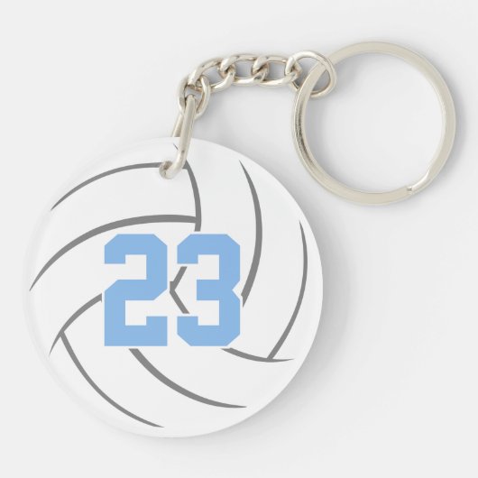 Lichtblauw grijs meisjessport volleybal sleutelhanger (Achterkant)