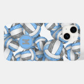 Lichtblauw grijs monogram meisjes volleybal Case-Mate iPhone case (Achterkant (horizontaal))