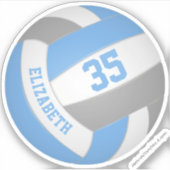 lichtblauw grijs team kleuren kinder tiener volley sticker (Voorkant)