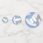 Lichtblauw grijs team kleuren kinder volleybal par confetti (Voorkanten)