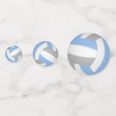 Lichtblauw grijs team kleuren kinder volleybal par confetti (Achterkanten)