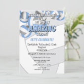 Lichtblauw grijs team kleuren kinder volleybal par kaart (Staand voorkant)