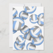 Lichtblauw grijs team kleuren kinder volleybal par kaart (Achterkant)