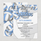 Lichtblauw grijs team kleuren kinder volleybal par kaart (Voorkant / Achterkant)