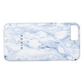 Lichtblauw-grijs & Wit marmeren wervelingen Case-Mate iPhone Case (Achterkant (Horizontaal))