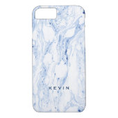 Lichtblauw-grijs & Wit marmeren wervelingen Case-Mate iPhone Case (Achterkant)