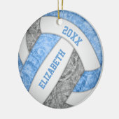 Lichtblauw grijs wit, sportief volleybal keramisch ornament (Links)