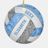Lichtblauw grijs wit, sportief volleybal keramisch ornament (Achterkant)