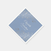 Lichtblauw Grijs & Zilveren Frills Elegant Bruilof Servet (Hoek)